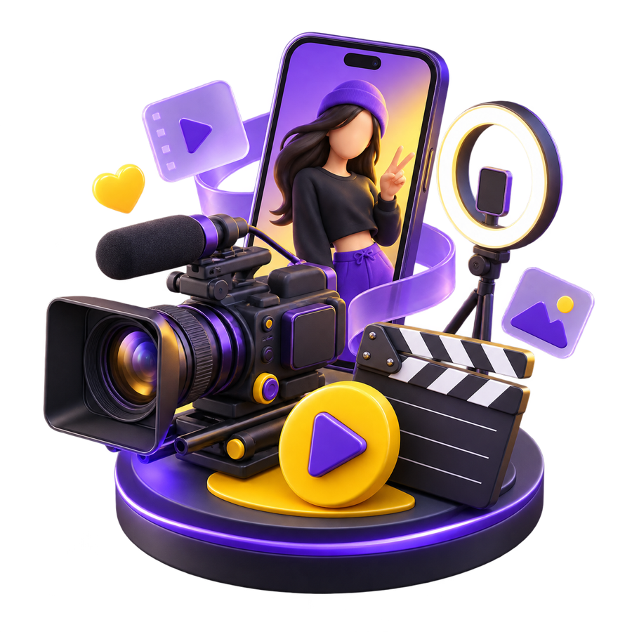 Ilustración 3D de producción de contenido